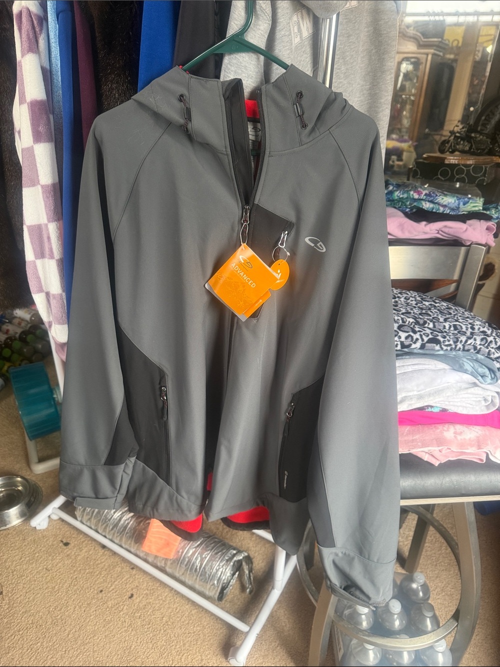 Champion Hooded Softshell Jacket - Gray with Black Panels